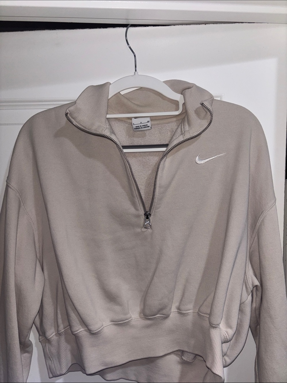 Nike Neutral Beige Cropped Quarter-Zip Sweatshirt
